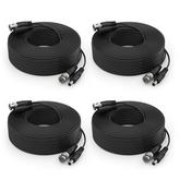 Premium Mini RG59 4K Security Camera Video Power Cable, 100 Feet for Any Analog Camera (4-Pack, BNC & RCA Connectors Included)